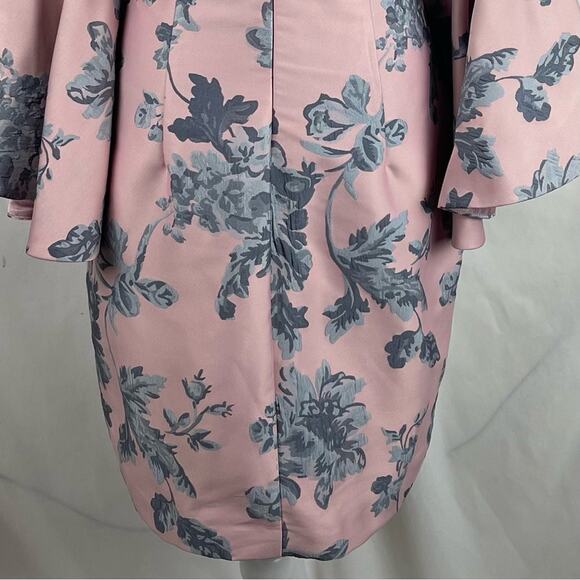 Badgley Mischka Powder Pink With Blue Floral Royal CastleCore Dress NWOT Size 6 - Picture 8 of 15